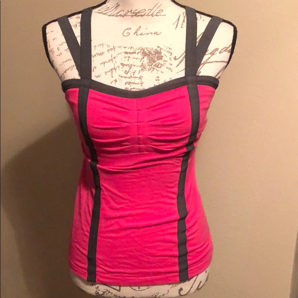 Pink Lululemon tank with built-in bra